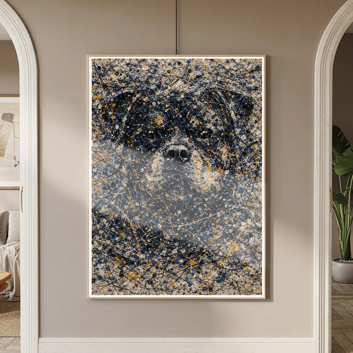Rottweiler Pollock-inspired Portrait, Rotty Wall Art Print
