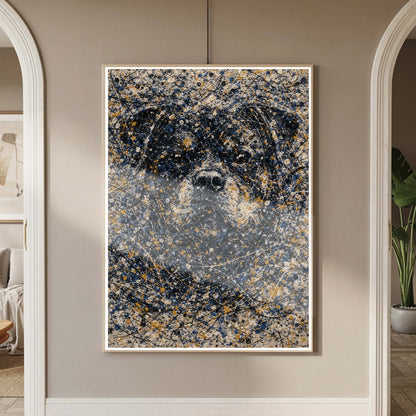 Rottweiler Pollock-inspired Portrait, Rotty Wall Art Print