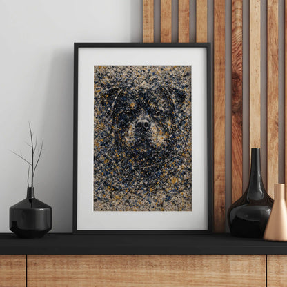 Rottweiler Pollock-inspired Portrait, Rotty Wall Art Print