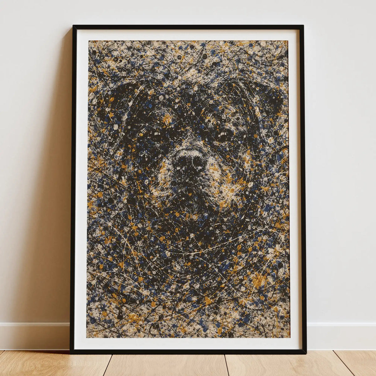 Rottweiler Pollock-inspired Portrait, Rotty Wall Art Print