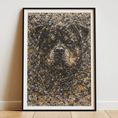 Rottweiler Pollock-inspired Portrait, Rotty Wall Art Print