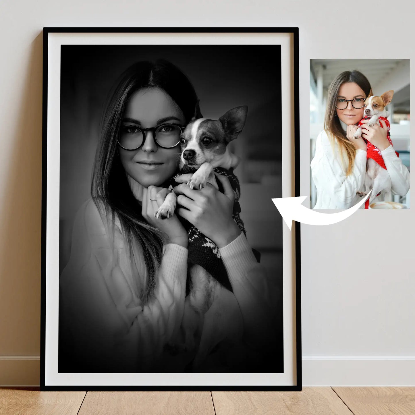 Custom Black and White Pet Portrait