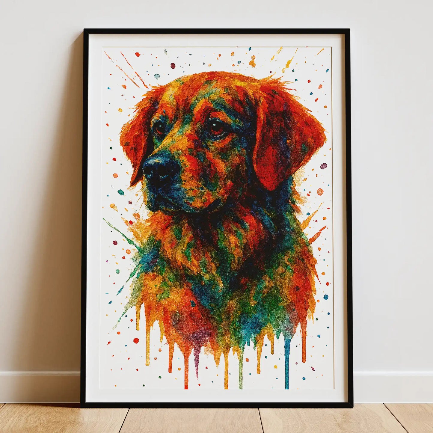 Golden Retriever Abstract Portrait | Splatter Style Painting – Modern Wall Art