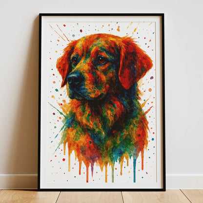 Golden Retriever Abstract Portrait | Splatter Style Painting – Modern Wall Art