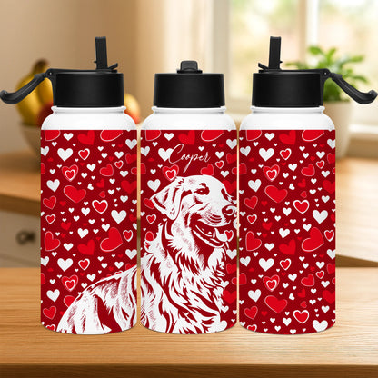 Golden Retriever Stainless steel water bottle with a straw lid
