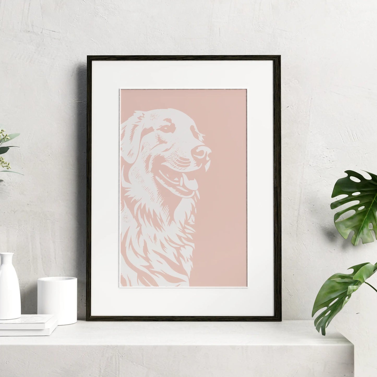 Golden Retriever Minimalist Portrait Wall Art