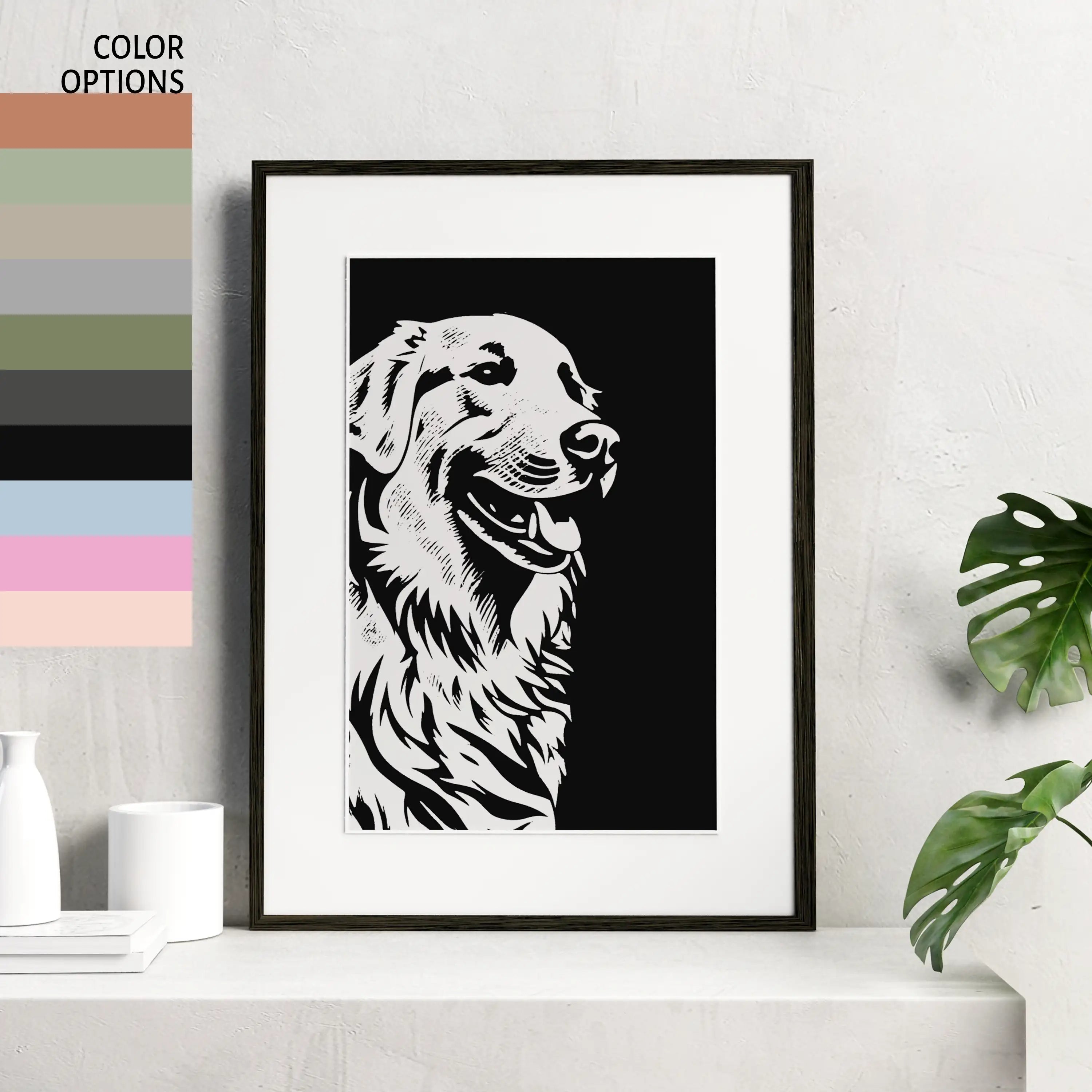Golden Retriever Minimalist Portrait Wall Art