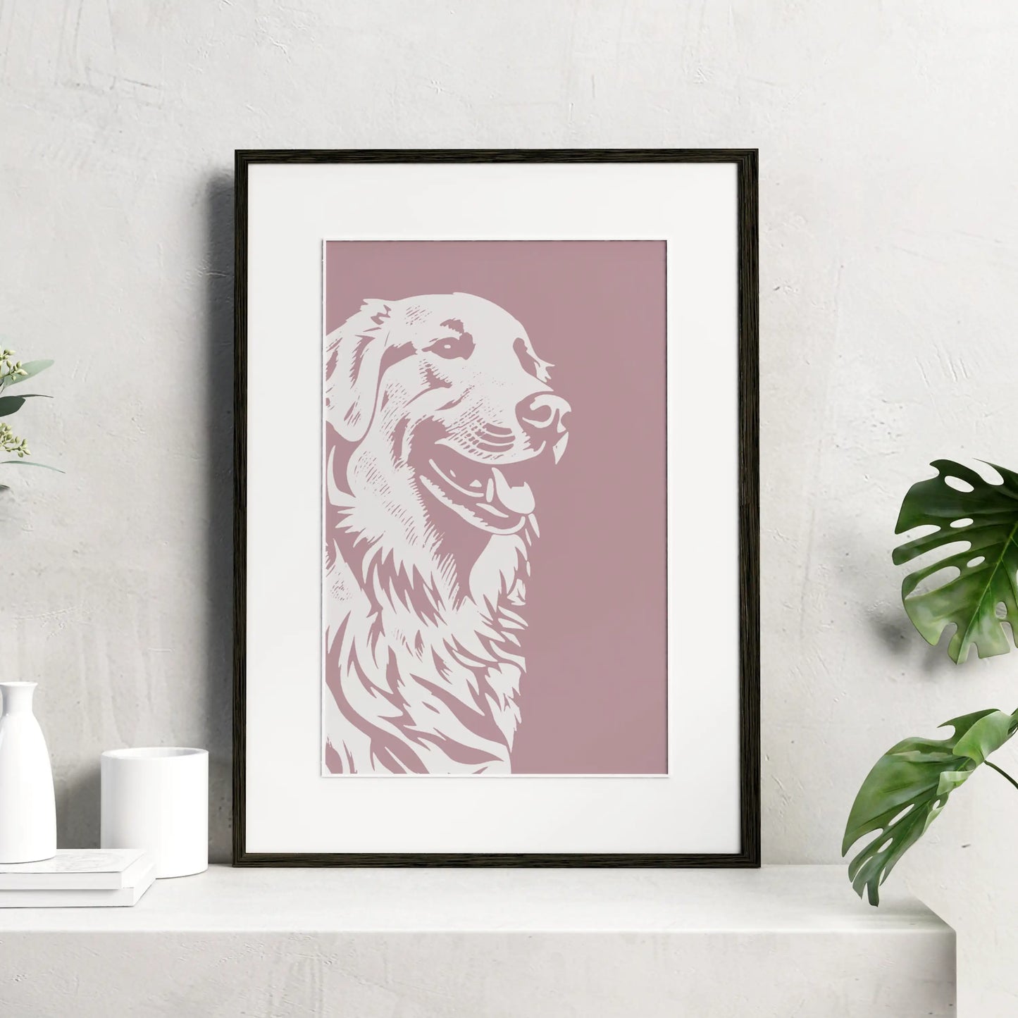 Golden Retriever Minimalist Portrait Wall Art