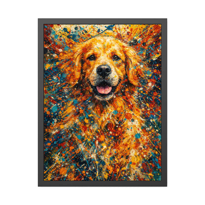 Golden Retriever Abstract Pollock-inspired Portrait, Goldie Wall Art Print