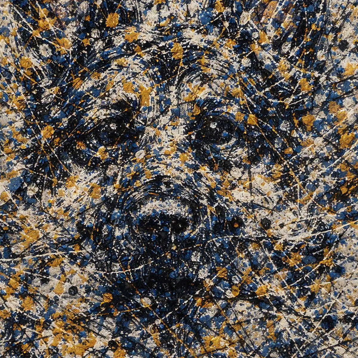German Shepherd Pollock-inspired Portrait, GSD Wall Art Print