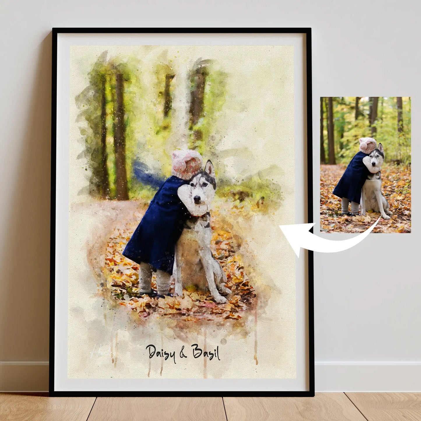 Custom Watercolor Group Pet Portraits