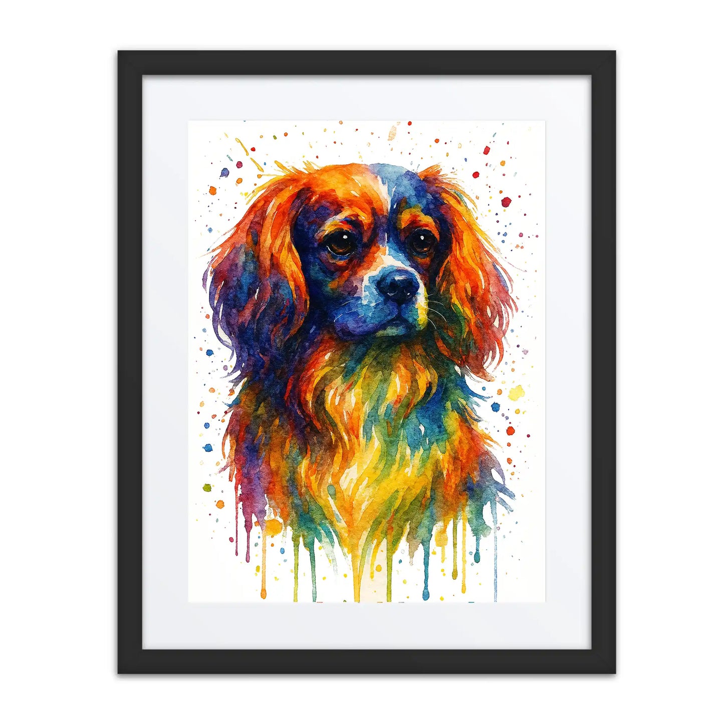 Cavalier King Charles Spaniel Abstract Portrait | Splatter Style Painting – Modern Wall Art