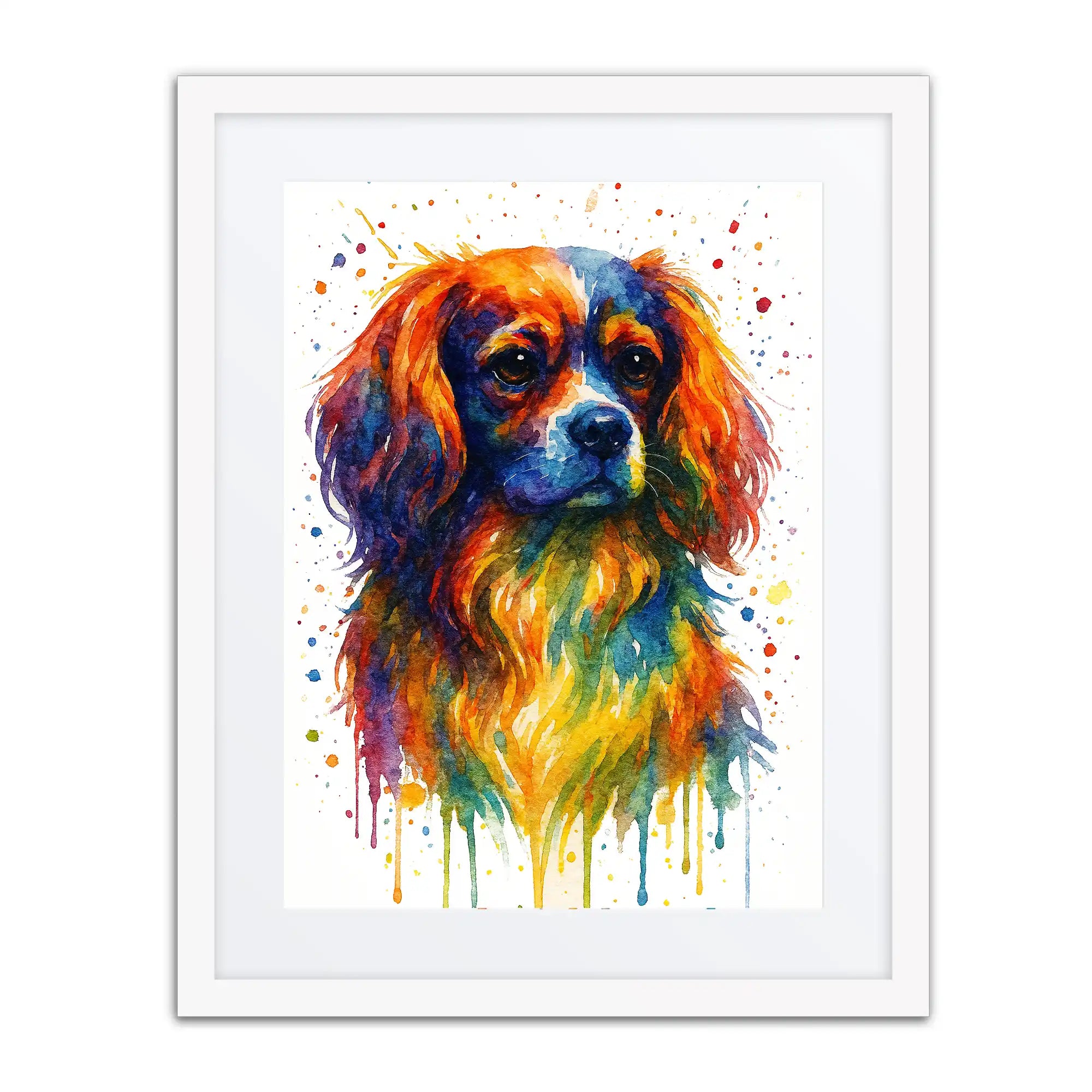 Cavalier King Charles Spaniel Abstract Portrait | Splatter Style Painting – Modern Wall Art