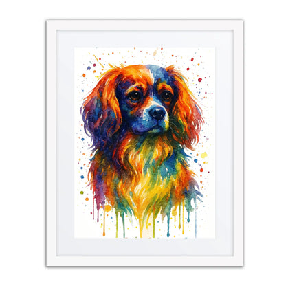 Cavalier King Charles Spaniel Abstract Portrait | Splatter Style Painting – Modern Wall Art