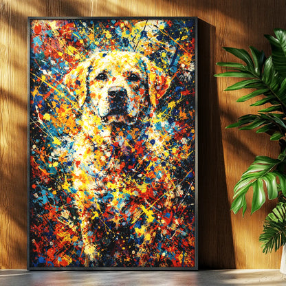 Labrador Retriever Abstract Pollock-inspired Portrait, Labrador Wall Art Print