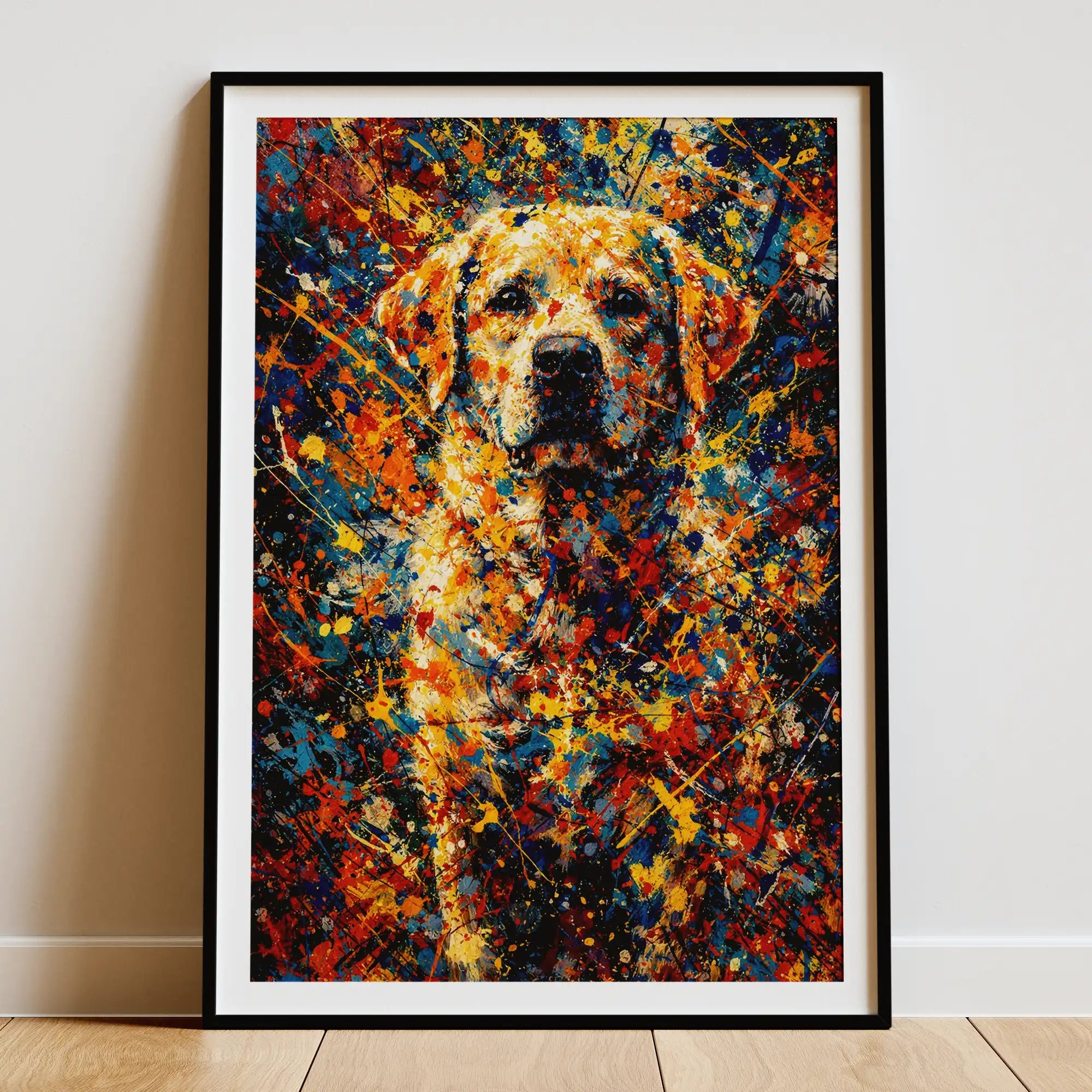 Labrador Retriever Abstract Pollock-inspired Portrait, Labrador Wall Art Print