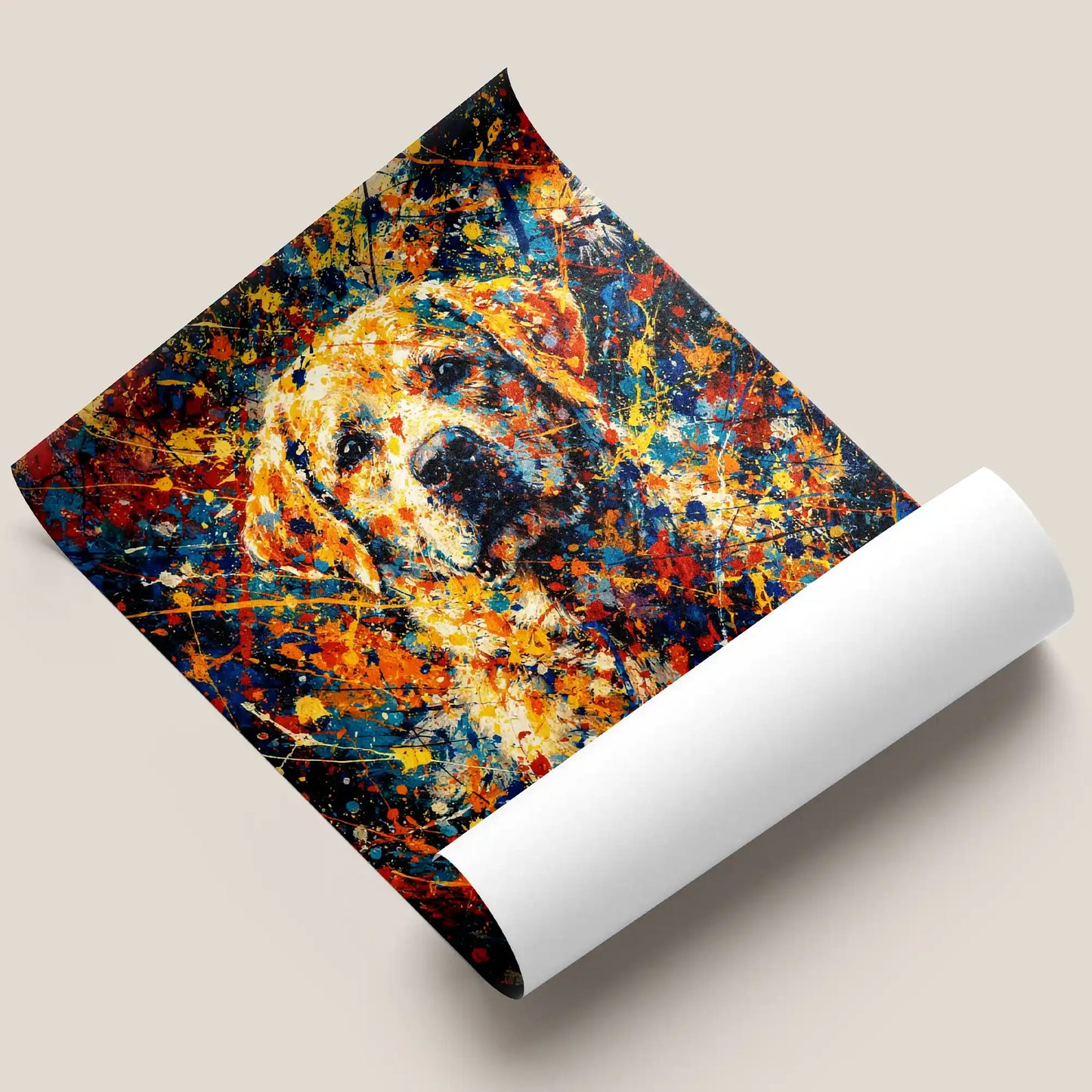 Labrador Retriever Abstract Pollock-inspired Portrait, Labrador Wall Art Print