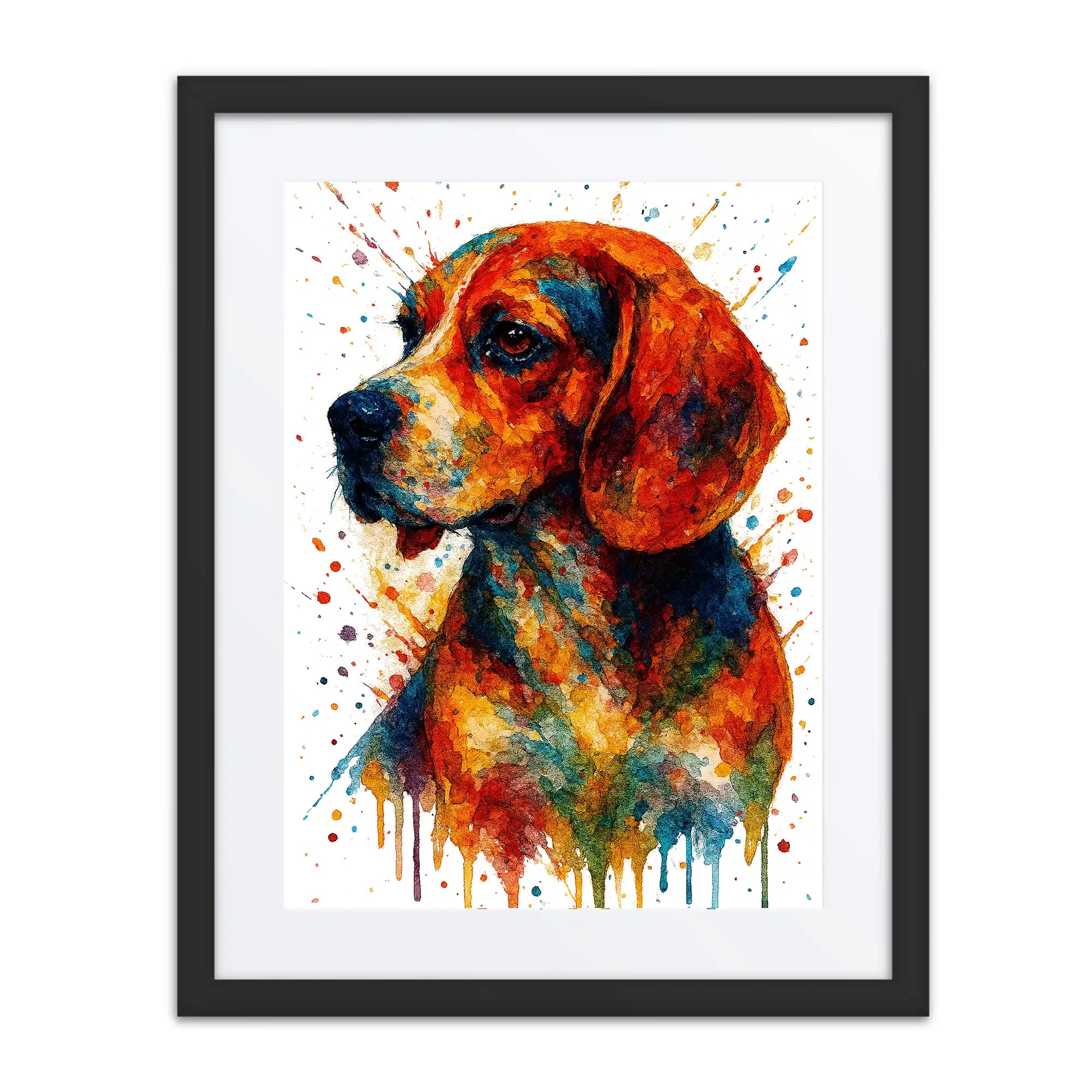 Beagle Abstract Portrait | Splatter Style Painting – Modern Wall Art