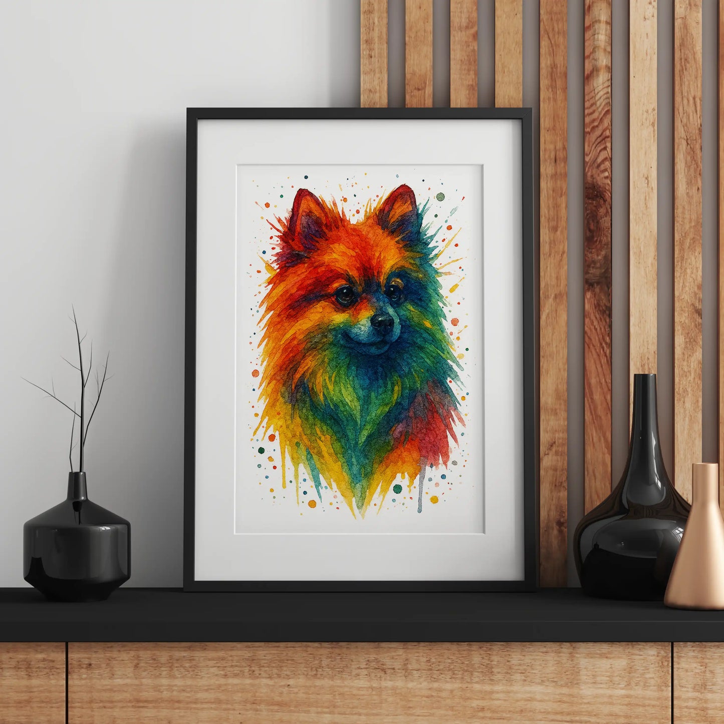 Pomeranian Abstract Portrait | Splatter Style Painting – Modern Wall Art