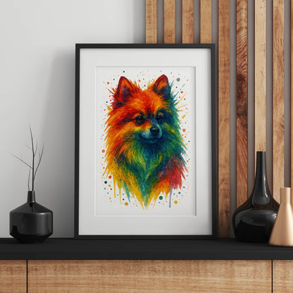 Pomeranian Abstract Portrait | Splatter Style Painting – Modern Wall Art