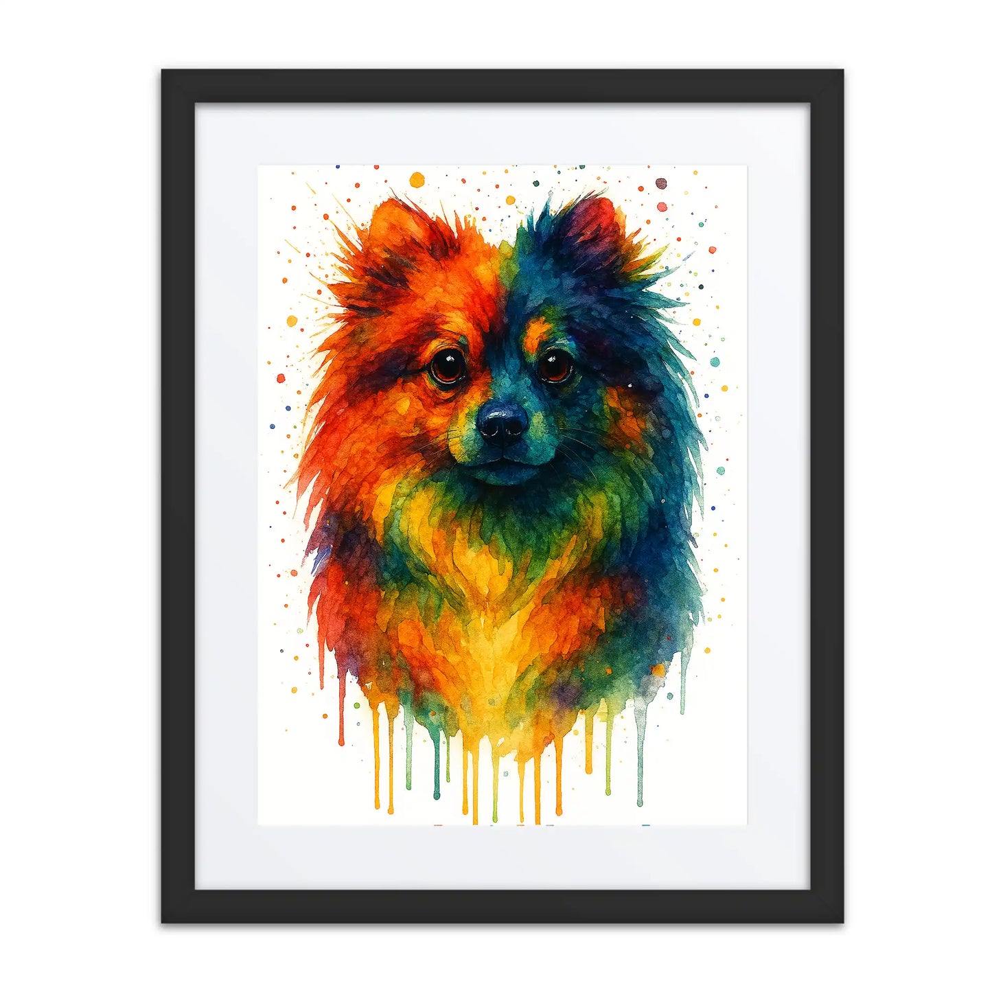 Pomeranian Abstract Portrait | Splatter Style Painting – Modern Wall Art