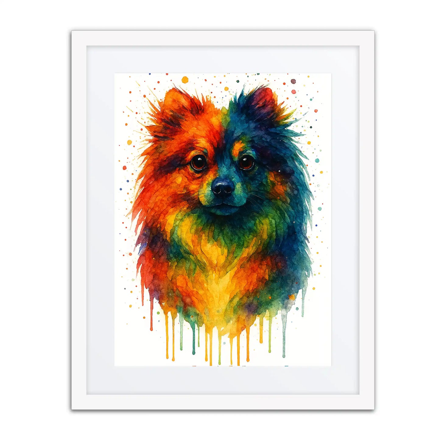 Pomeranian Abstract Portrait | Splatter Style Painting – Modern Wall Art