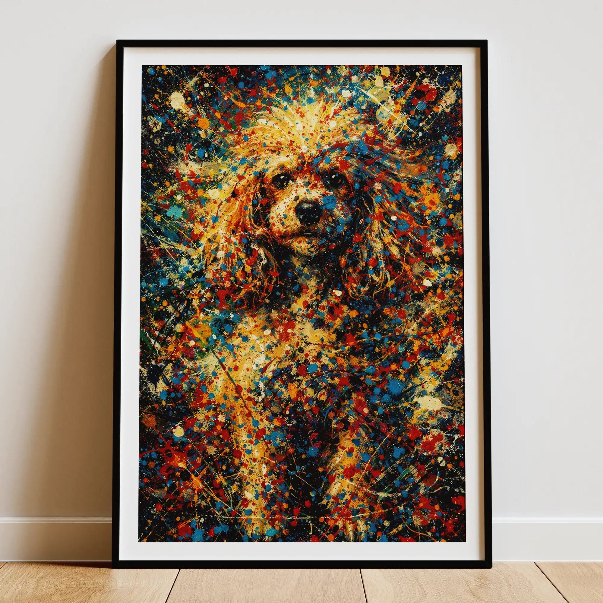 Poodle Abstract Pollock-inspired Portrait, Poodle Wall Art Print