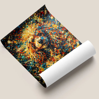 Poodle Abstract Pollock-inspired Portrait, Poodle Wall Art Print