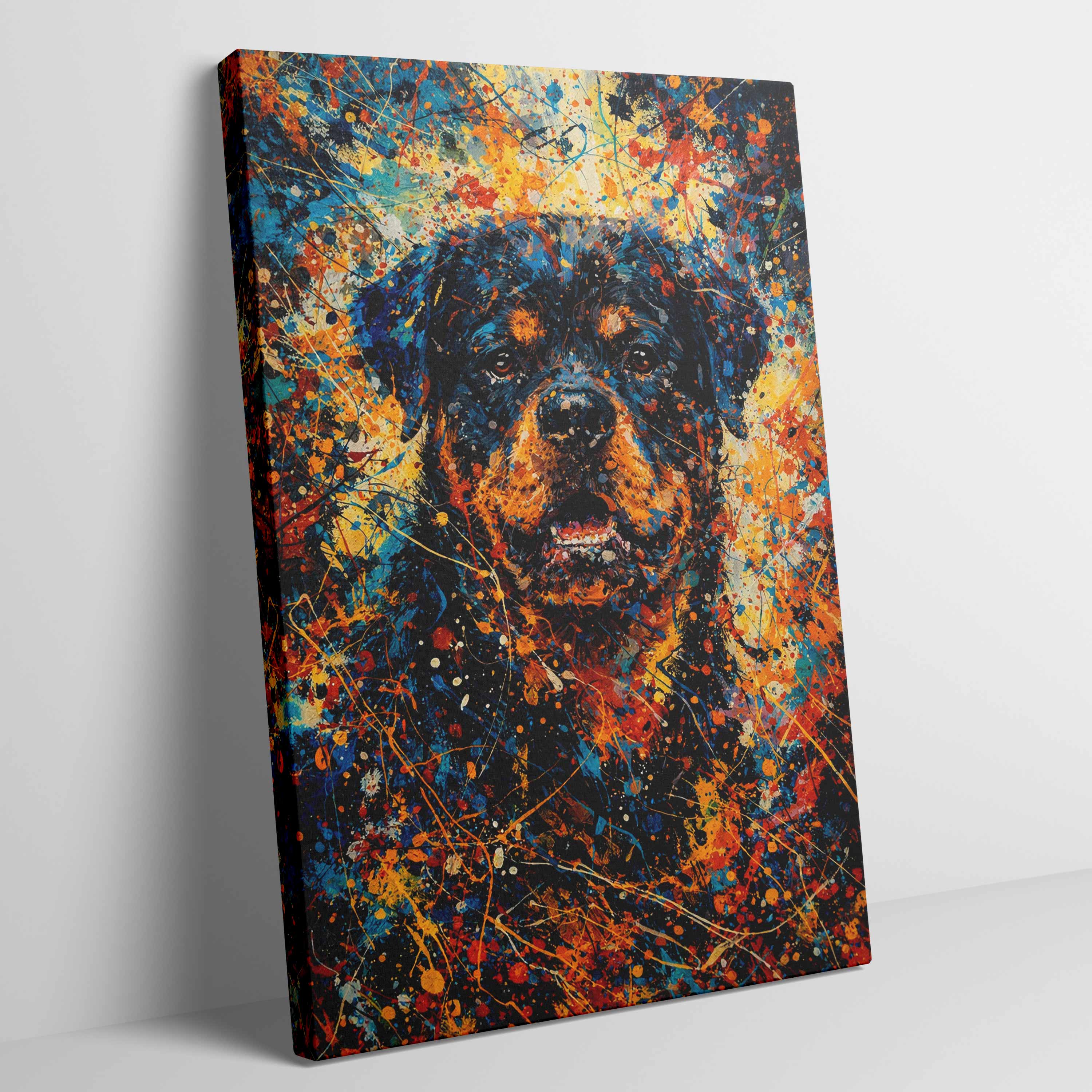Rottweiler Abstract Pollock-inspired Portrait, Rotty Wall Art Print