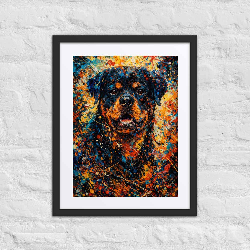 Rottweiler Abstract Pollock-inspired Portrait, Rotty Wall Art Print