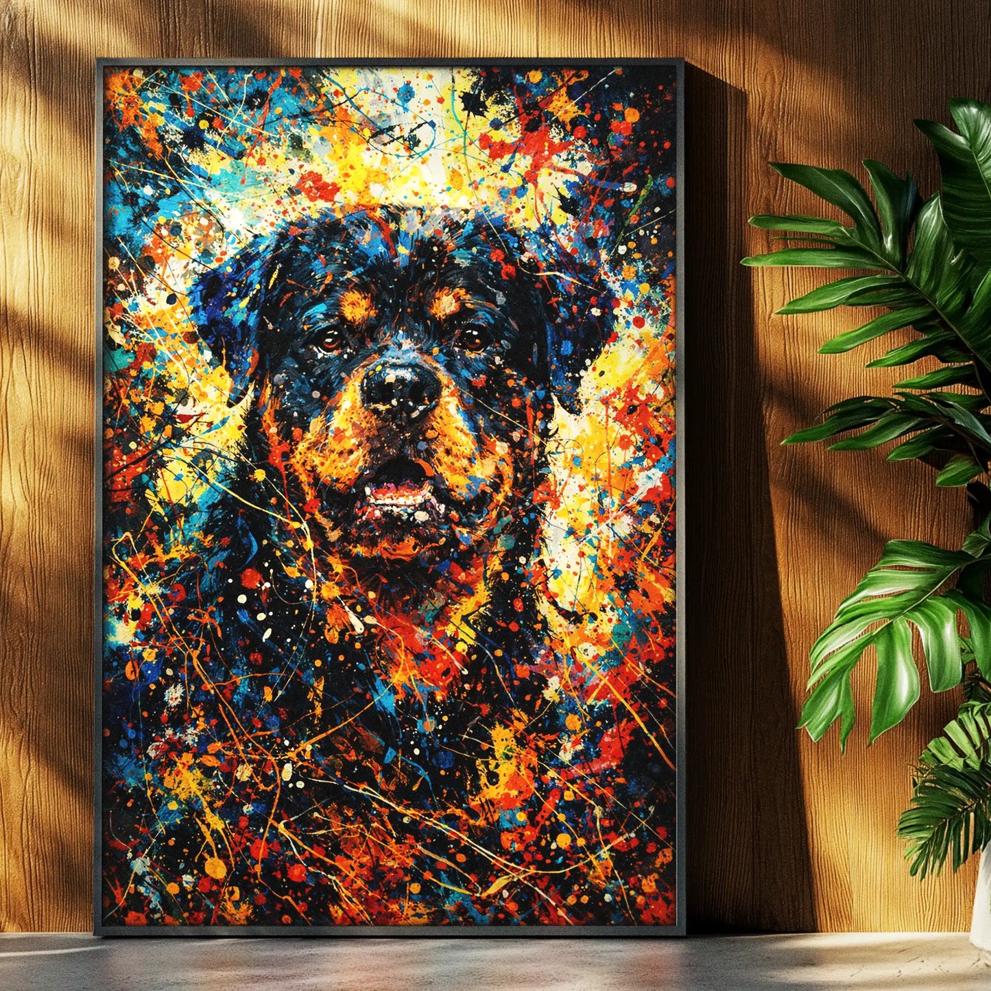 Rottweiler Abstract Pollock-inspired Portrait, Rotty Wall Art Print