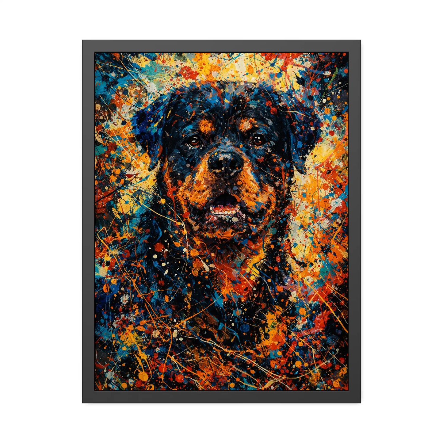 Rottweiler Abstract Pollock-inspired Portrait, Rotty Wall Art Print