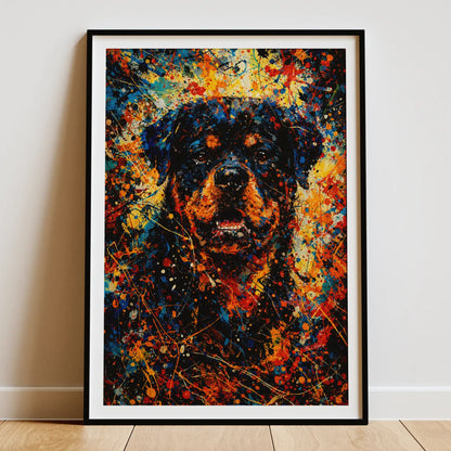 Rottweiler Abstract Pollock-inspired Portrait, Rotty Wall Art Print