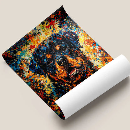 Rottweiler Abstract Pollock-inspired Portrait, Rotty Wall Art Print