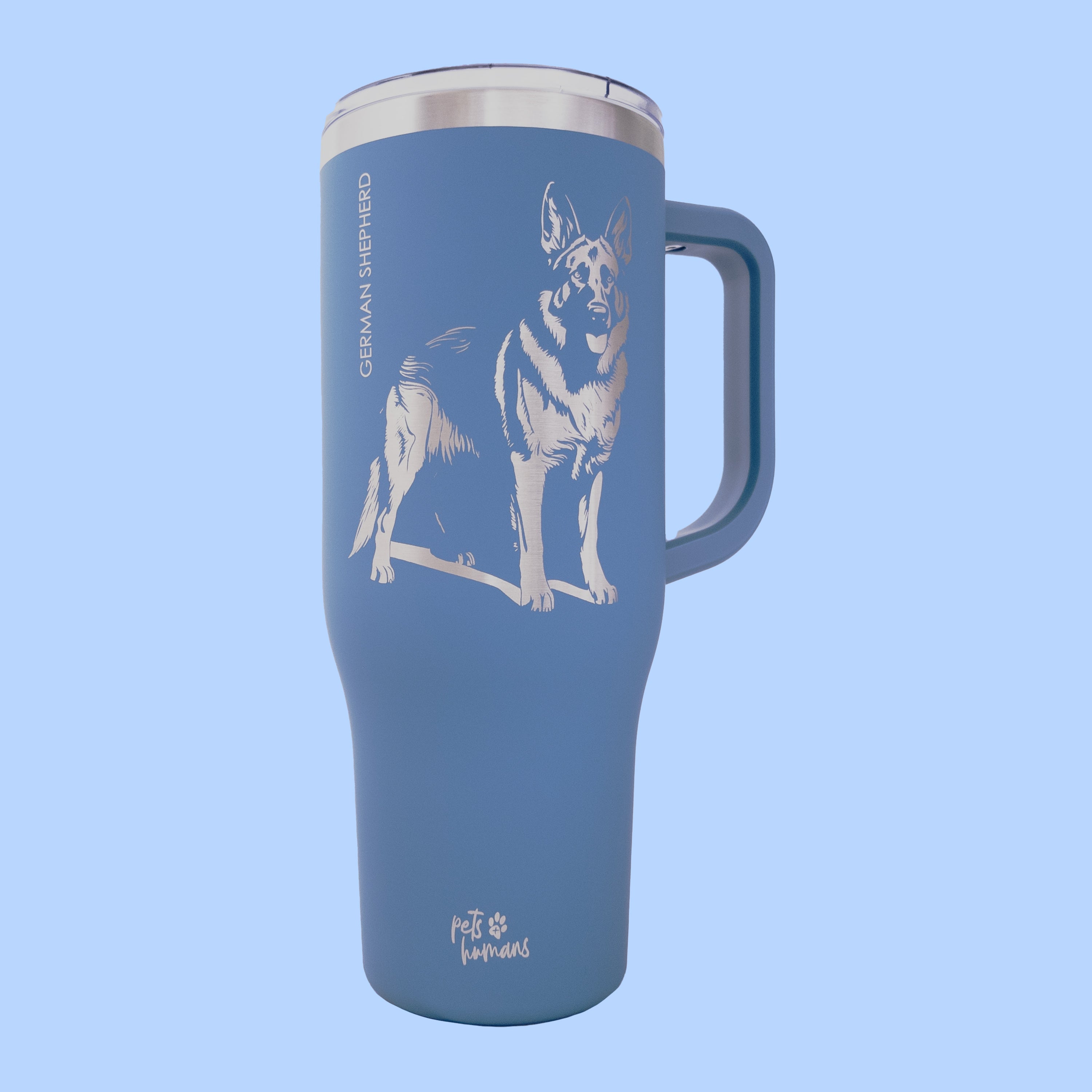 German Shepherd Laser Engraved Tumbler, 40oz - Blue Slate