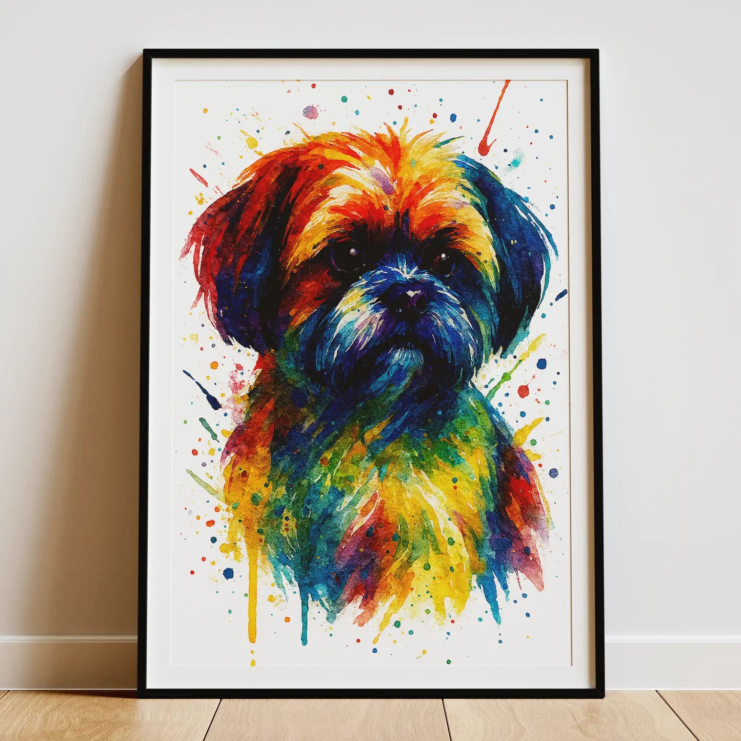 Shih Tzu Abstract Portrait | Splatter Style Painting – Modern Wall Art