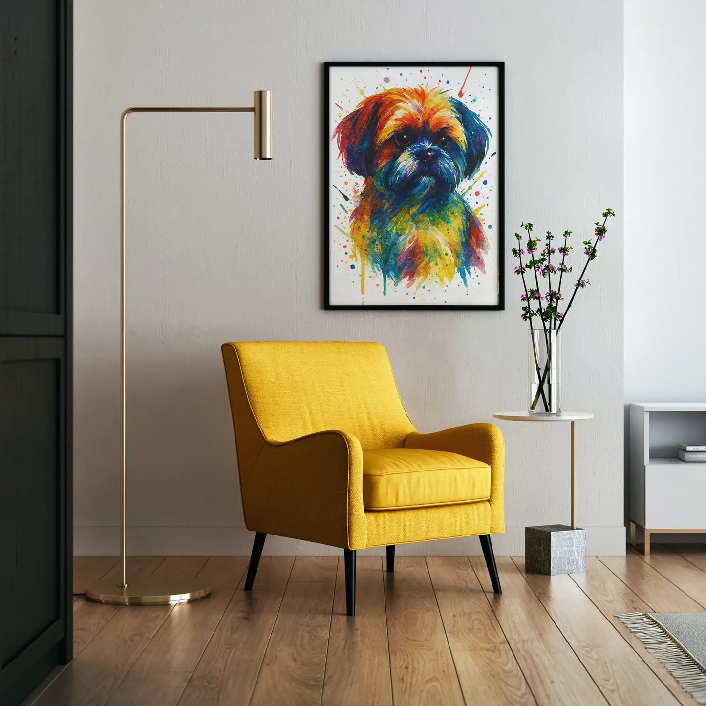 Shih Tzu Abstract Portrait | Splatter Style Painting – Modern Wall Art