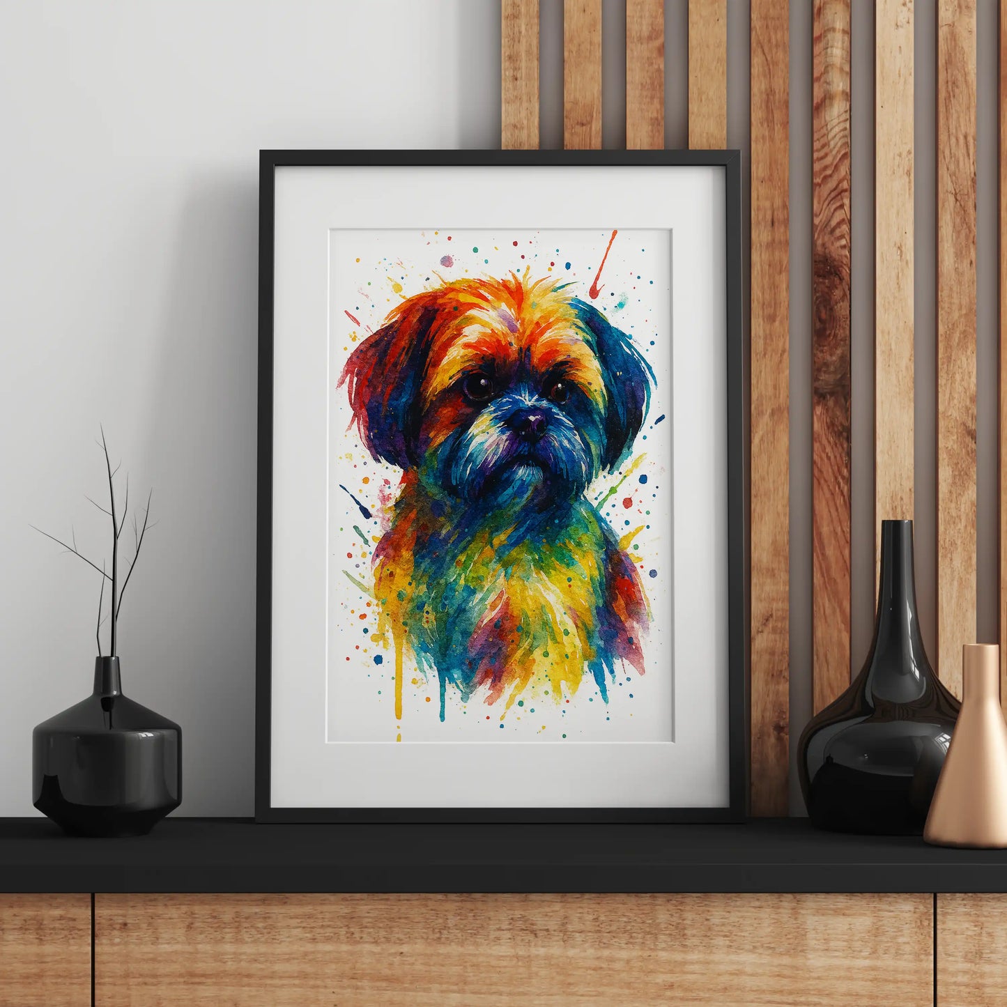 Shih Tzu Abstract Portrait | Splatter Style Painting – Modern Wall Art