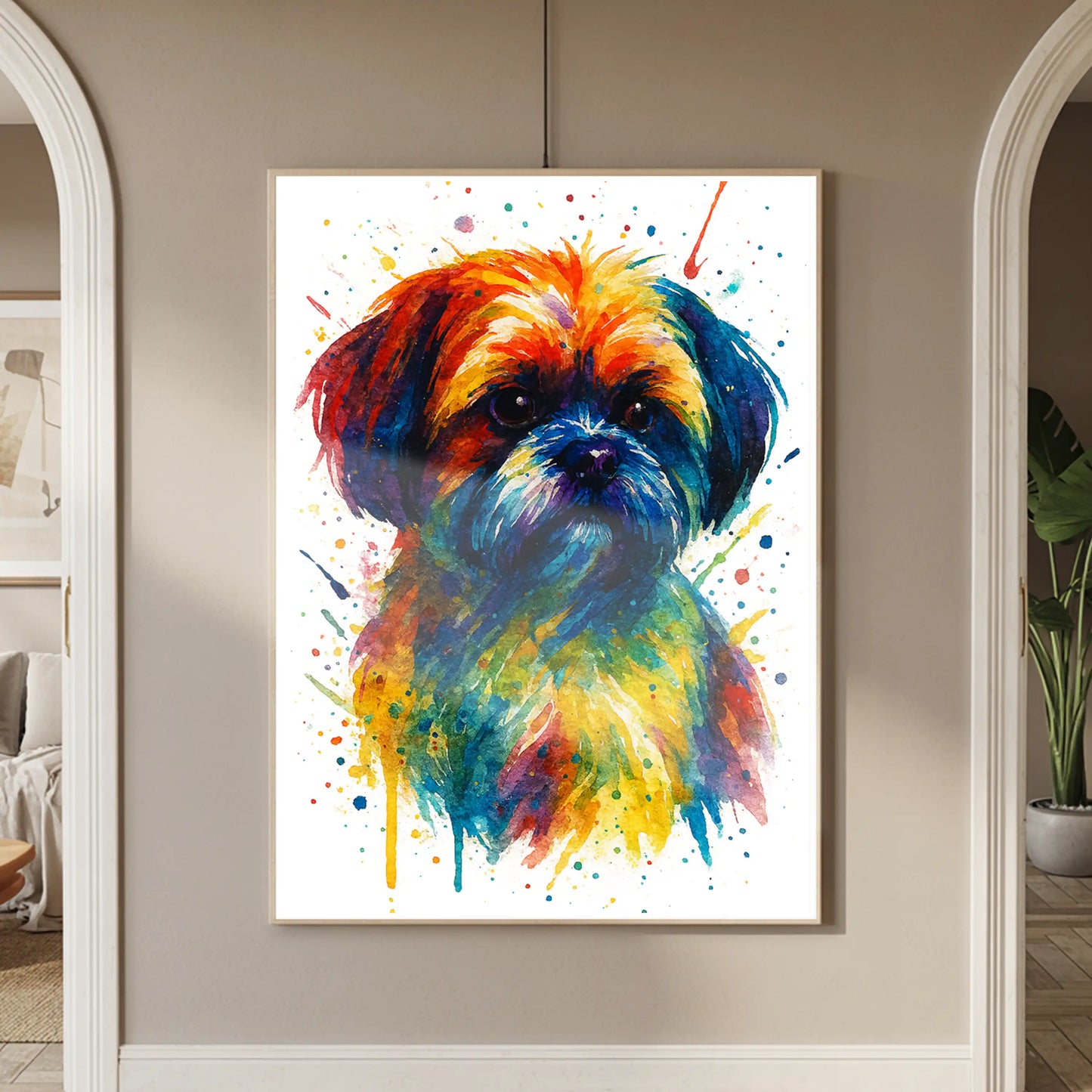 Shih Tzu Abstract Portrait | Splatter Style Painting – Modern Wall Art
