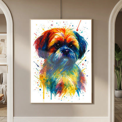 Shih Tzu Abstract Portrait | Splatter Style Painting – Modern Wall Art
