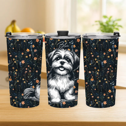 Personalized Shih Tzu Flowers Tumbler