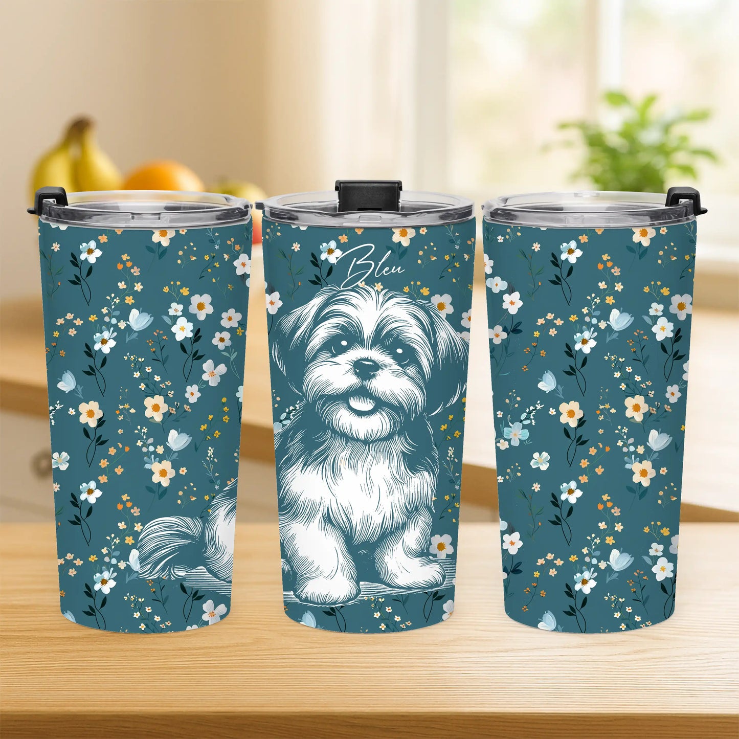 Personalized Shih Tzu Flowers Tumbler