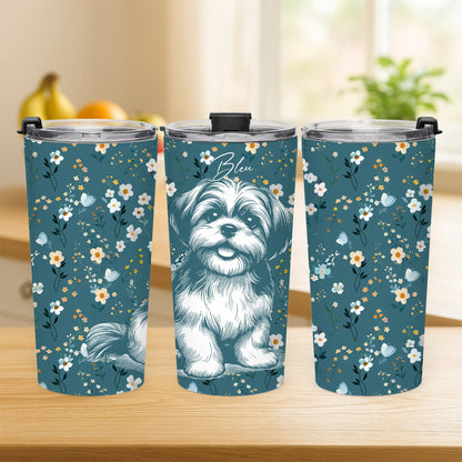 Personalized Shih Tzu Flowers Tumbler