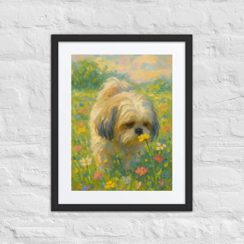 Shih Tzu Impressionist Painting | Shih Tzu sniffing a Flower