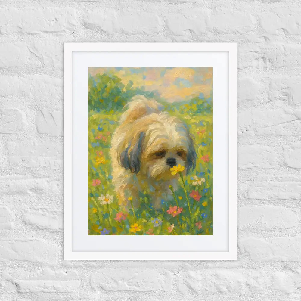 Shih Tzu Impressionist Painting | Shih Tzu sniffing a Flower