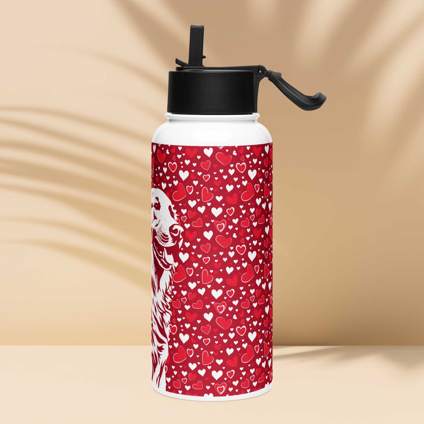 Golden Retriever Stainless steel water bottle with a straw lid