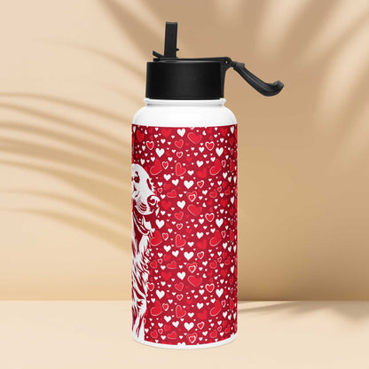 Golden Retriever Stainless steel water bottle with a straw lid