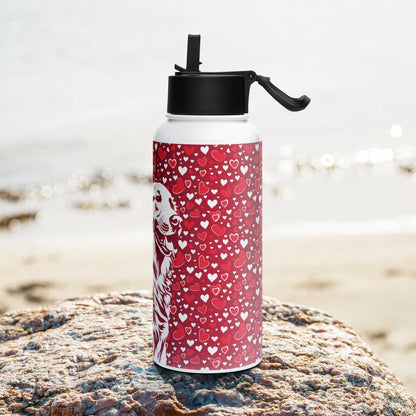 Golden Retriever Stainless steel water bottle with a straw lid