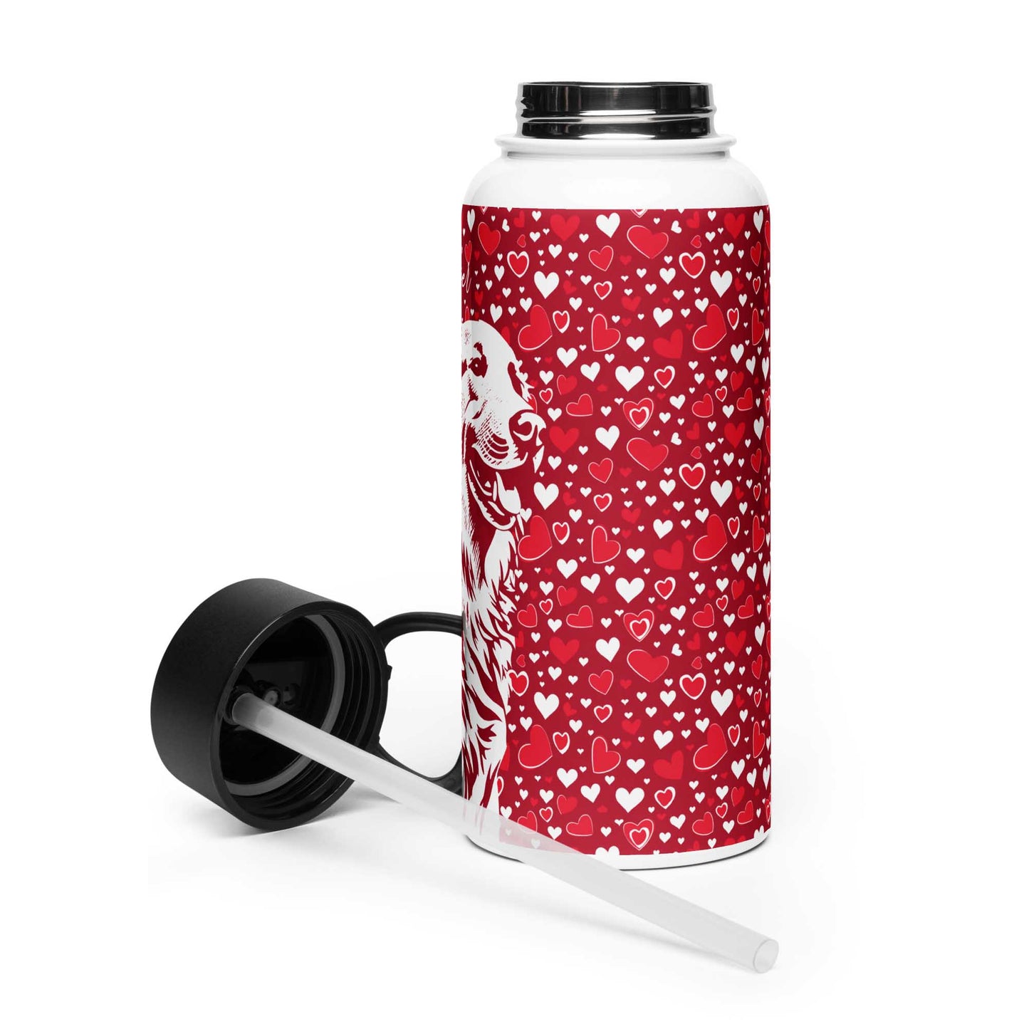 Golden Retriever Stainless steel water bottle with a straw lid