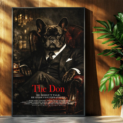 French Bulldog The Don Cinematic Movie Poster, Frenchie Wall Art Print